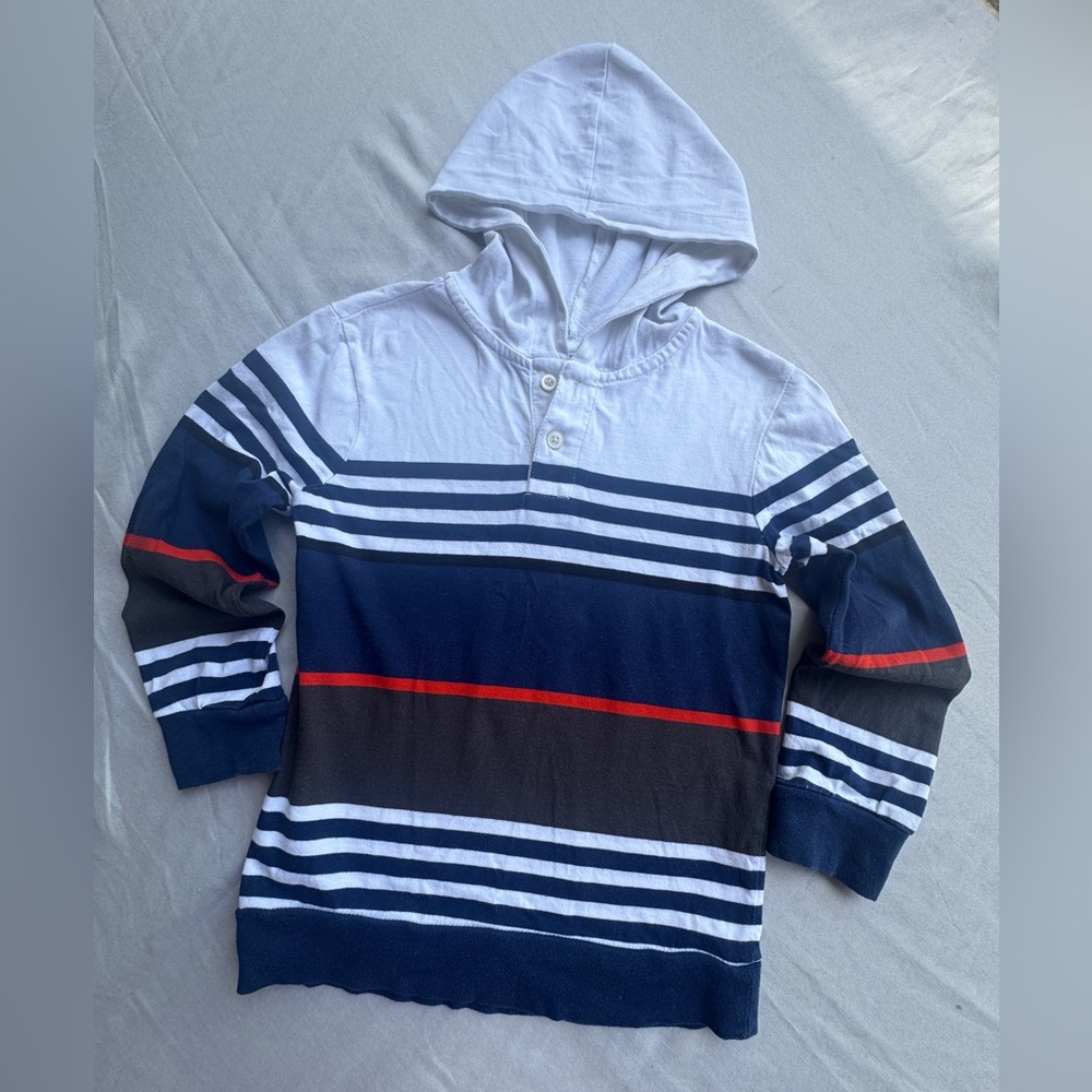 Unbranded Kids  Nautica Beachy Striped Hooded Pull over  - White, Navy & Red